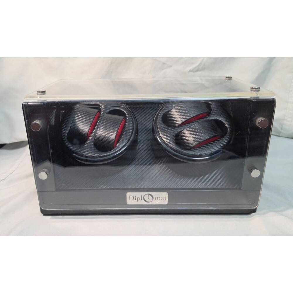 Diplomat Quad 4 Watch Winder Black Finish w/ Carbon Fiber Interior 31-476